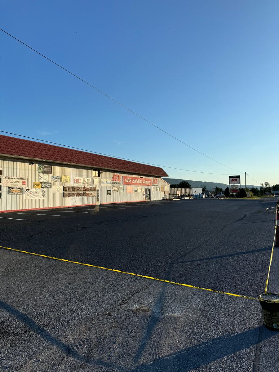After sealcoating – sealed and restriped commercial parking lot in PA